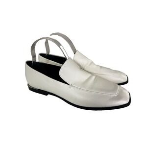 Marc Fisher Women 10M White Hemmy Loafers Square Toe Flats Buttery Soft Leather